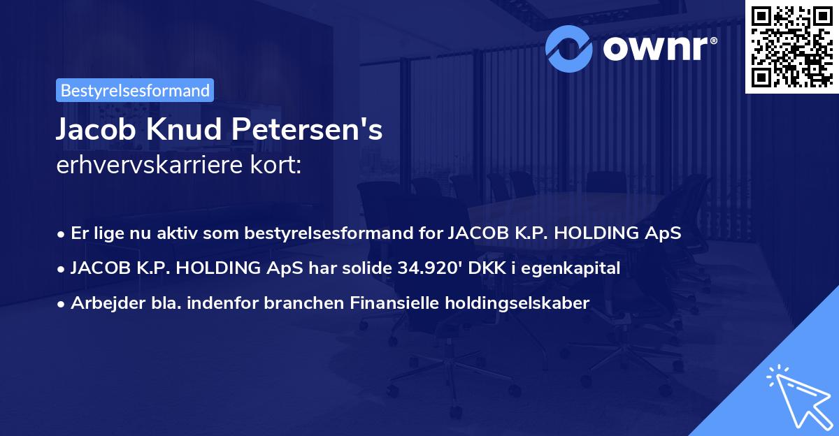 Jacob Knud Petersen's erhvervskarriere kort
