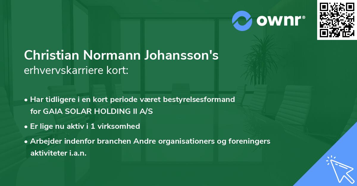 Christian Normann Johansson's erhvervskarriere kort