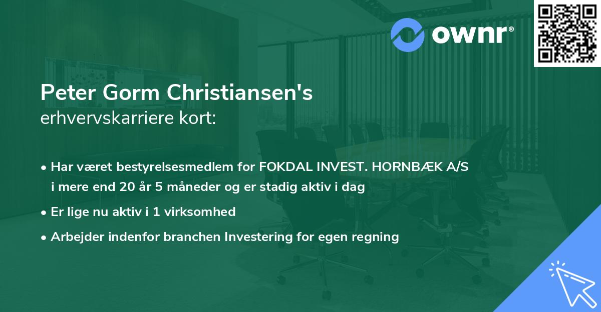 Peter Gorm Christiansen's erhvervskarriere kort