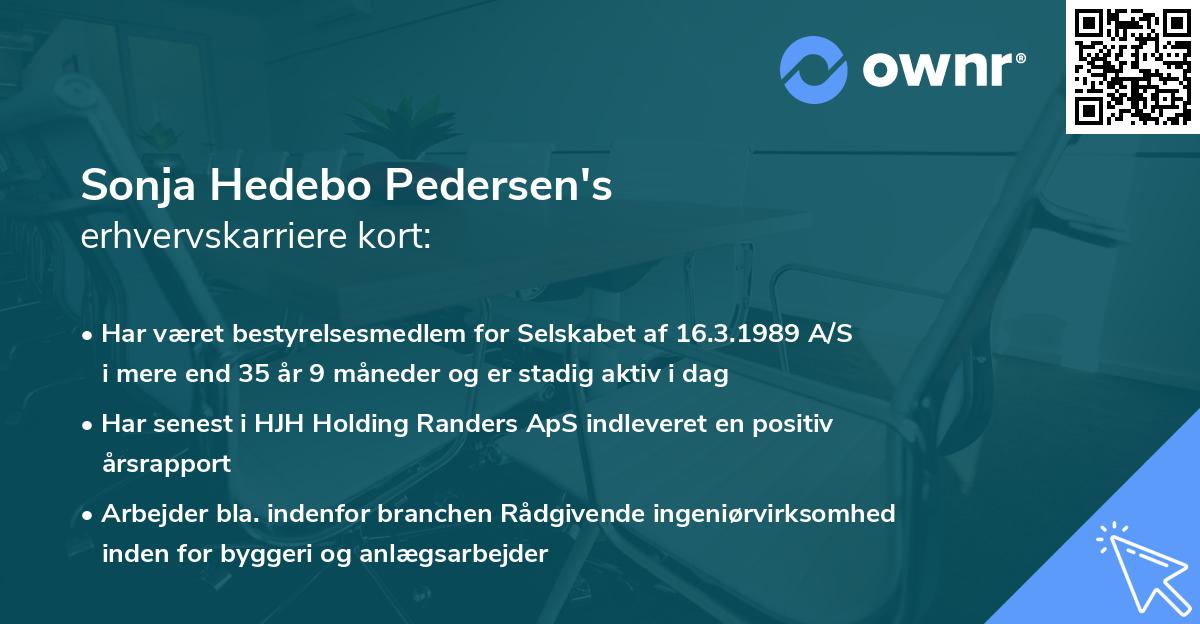 Sonja Hedebo Pedersen's erhvervskarriere kort