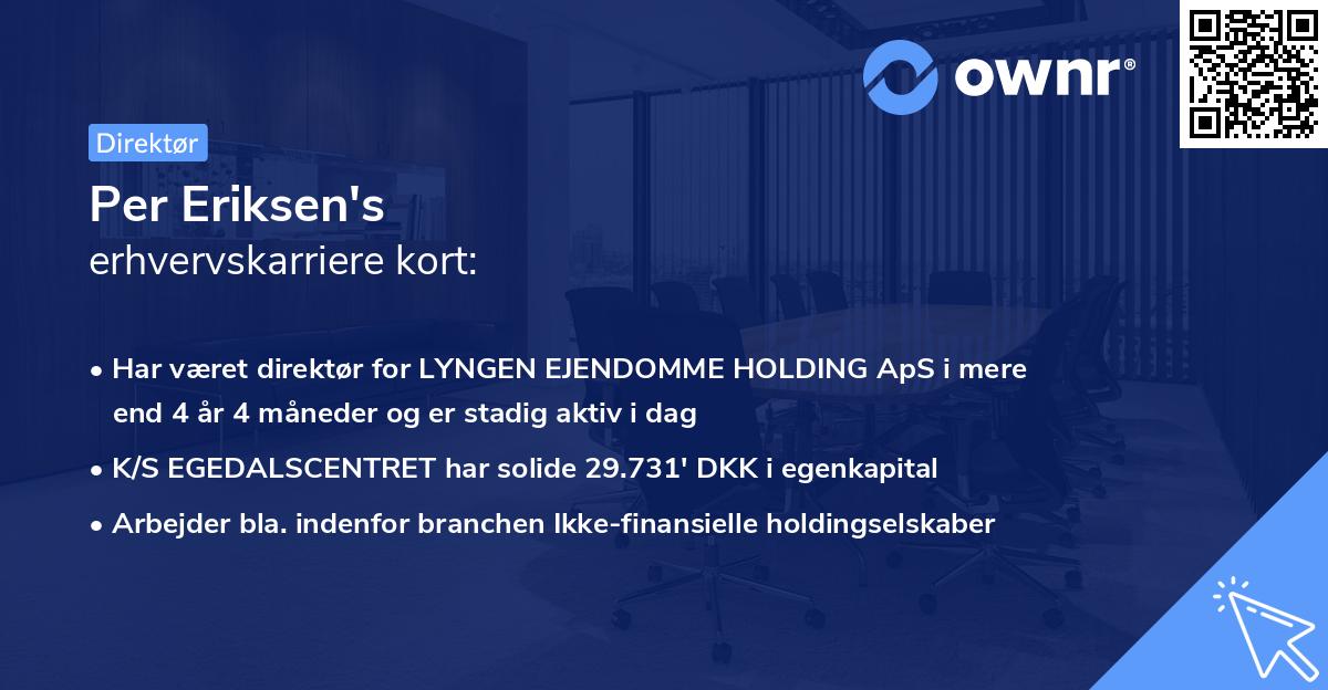 Per Eriksen's erhvervskarriere kort
