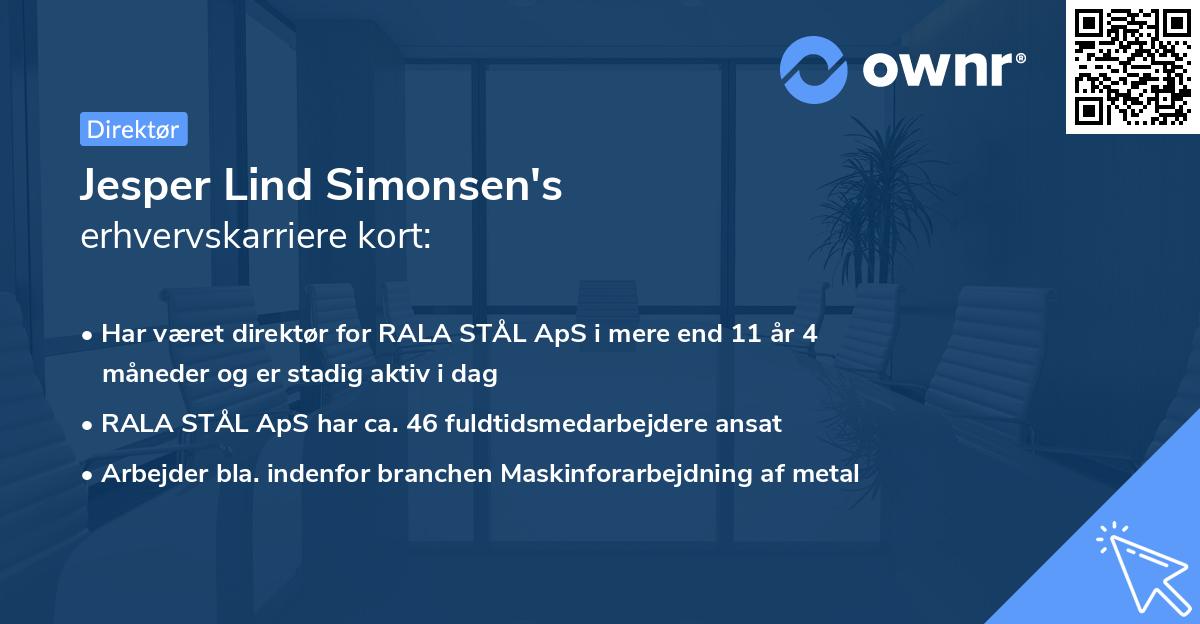 Jesper Lind Simonsen's erhvervskarriere kort