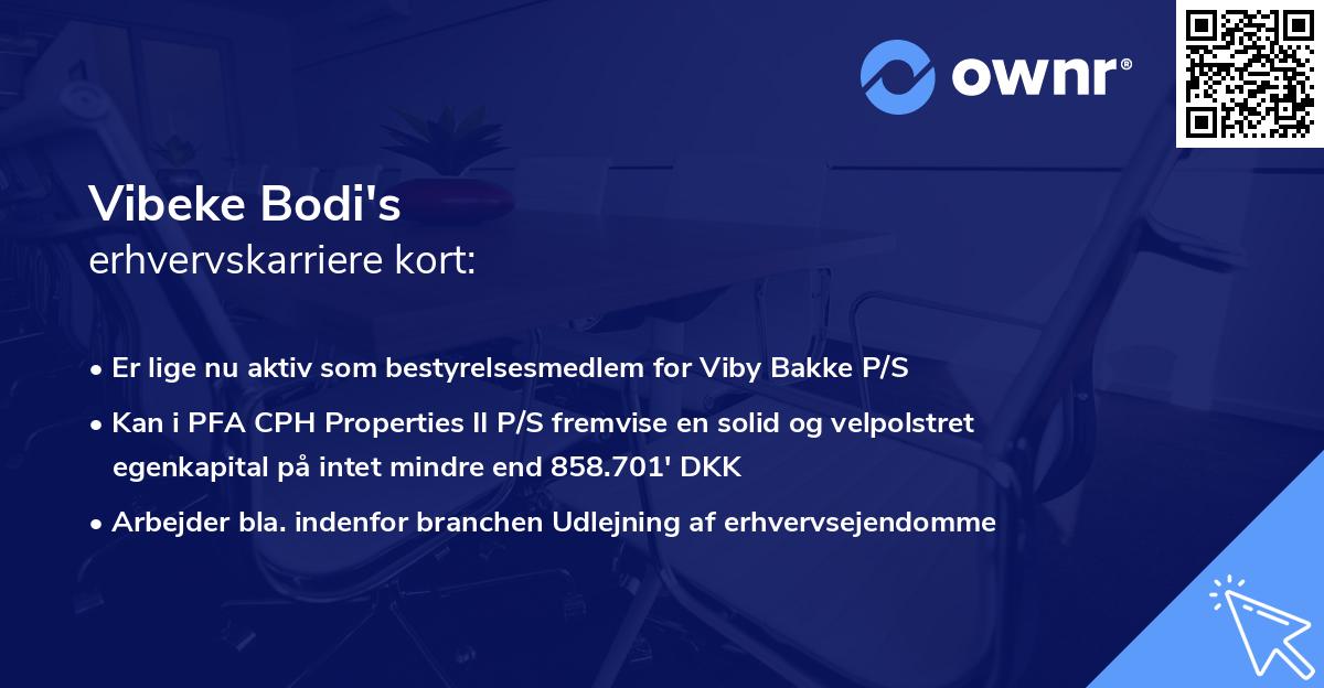 Vibeke Bodi's erhvervskarriere kort