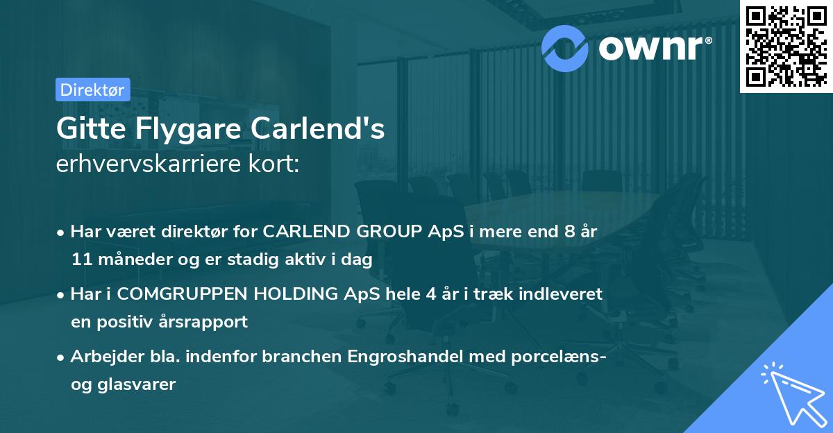 Gitte Flygare Carlend's erhvervskarriere kort