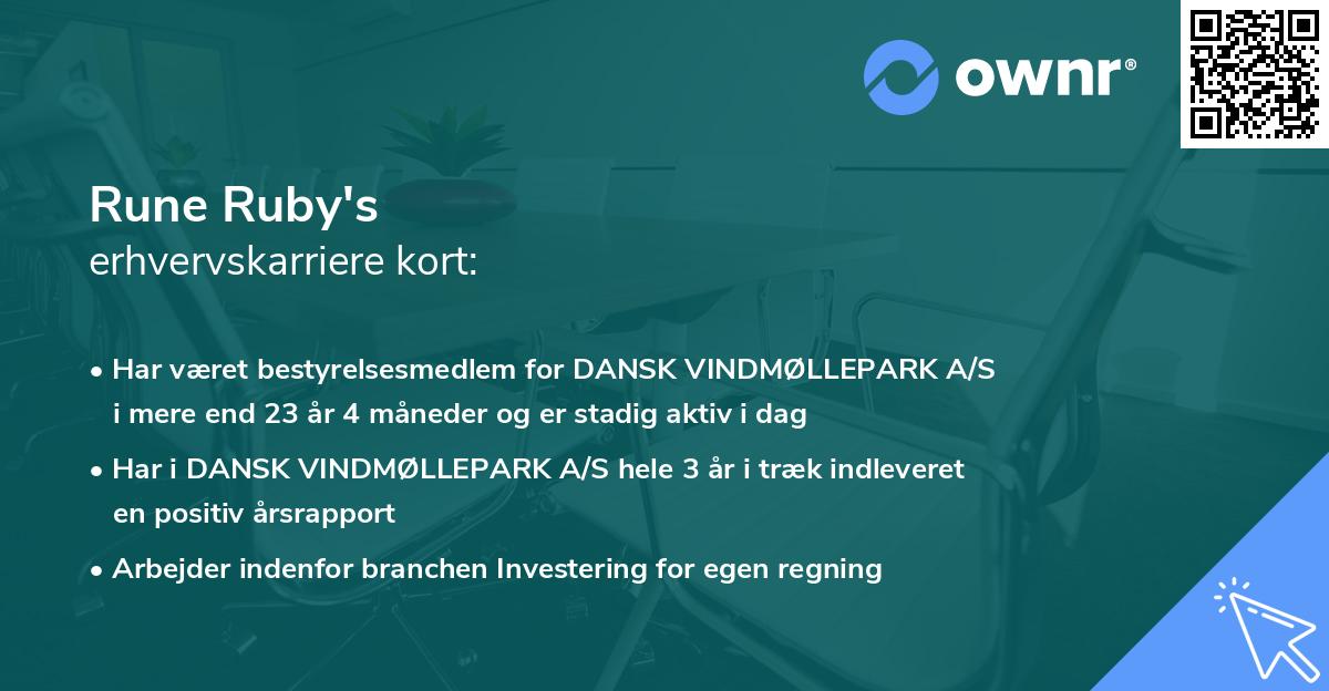 Rune Ruby's erhvervskarriere kort