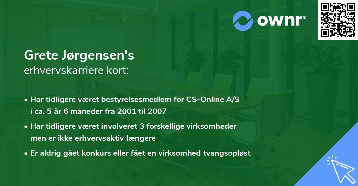 Grete Jørgensen's erhvervskarriere kort