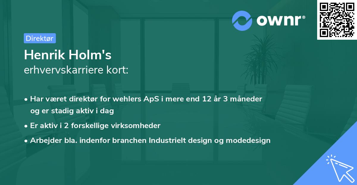 Henrik Holm's erhvervskarriere kort