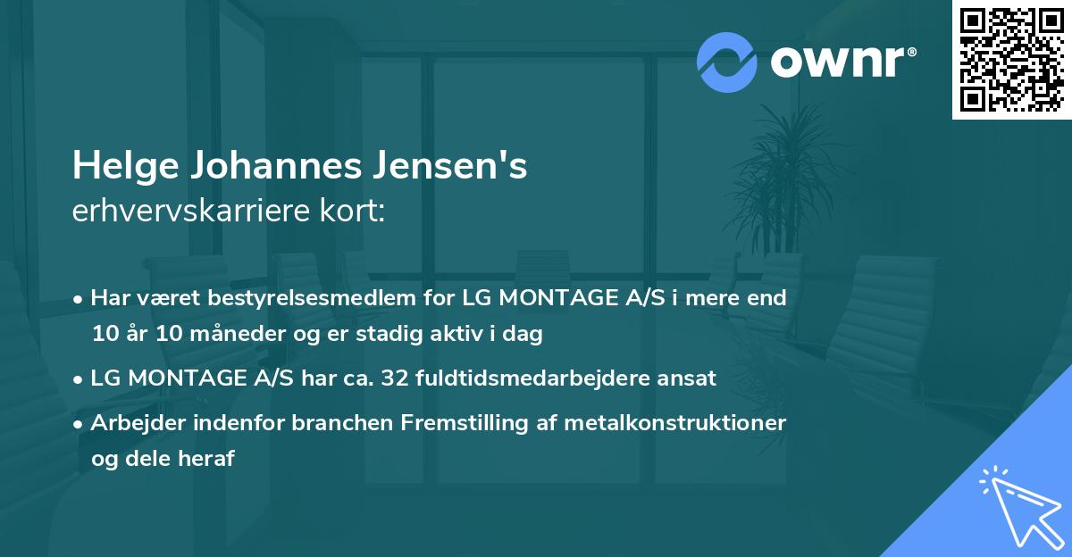 Helge Johannes Jensen's erhvervskarriere kort