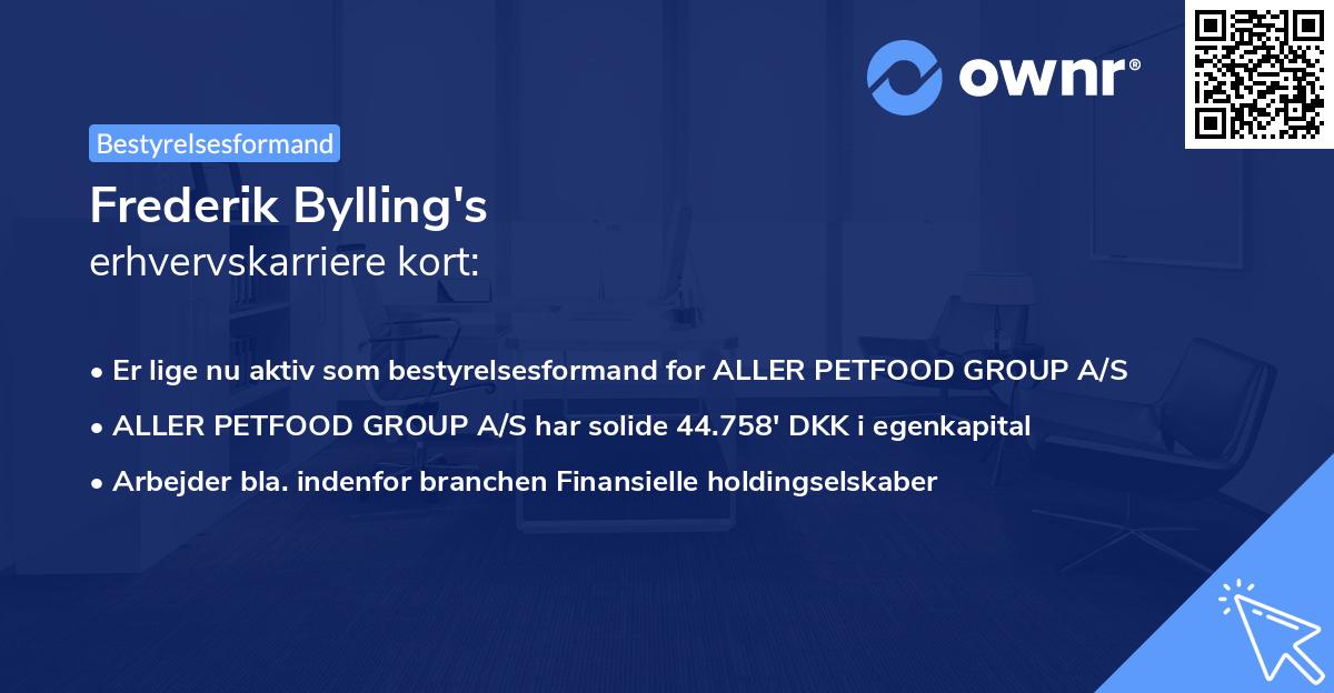 Frederik Bylling's erhvervskarriere kort