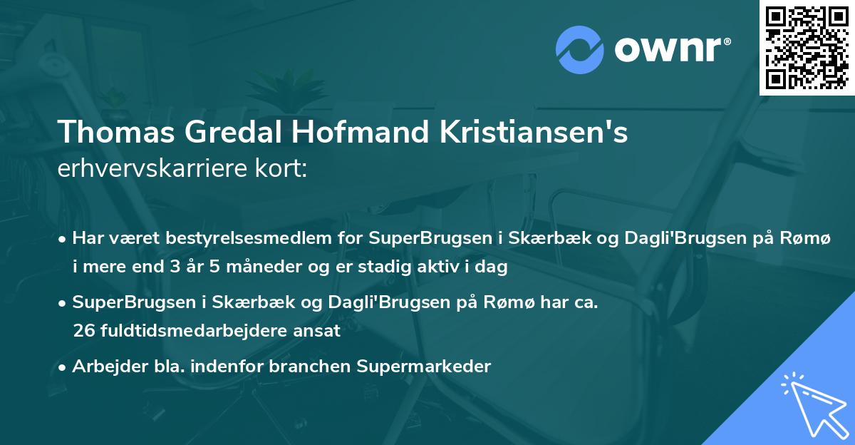 Thomas Gredal Hofmand Kristiansen's erhvervskarriere kort