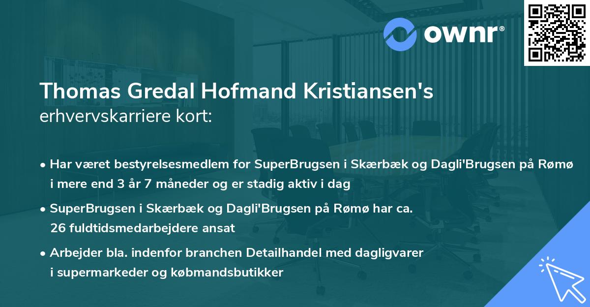 Thomas Gredal Hofmand Kristiansen's erhvervskarriere kort