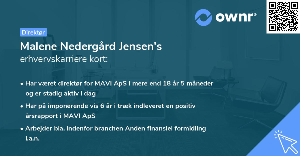 Malene Nedergård Jensen's erhvervskarriere kort