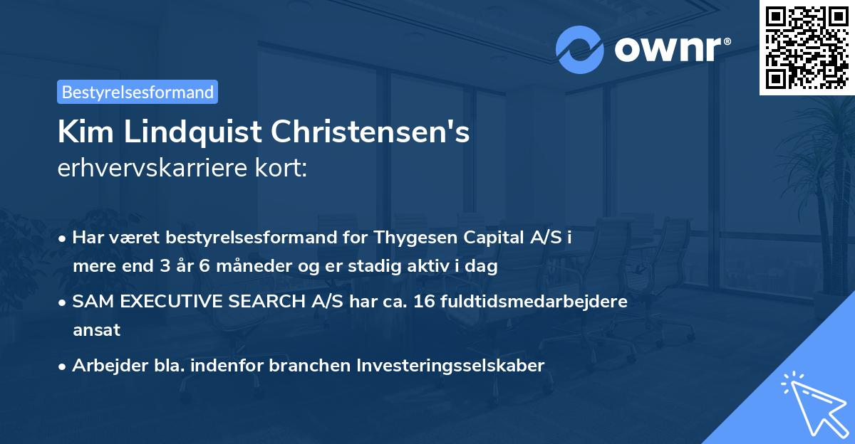 Kim Lindquist Christensen's erhvervskarriere kort