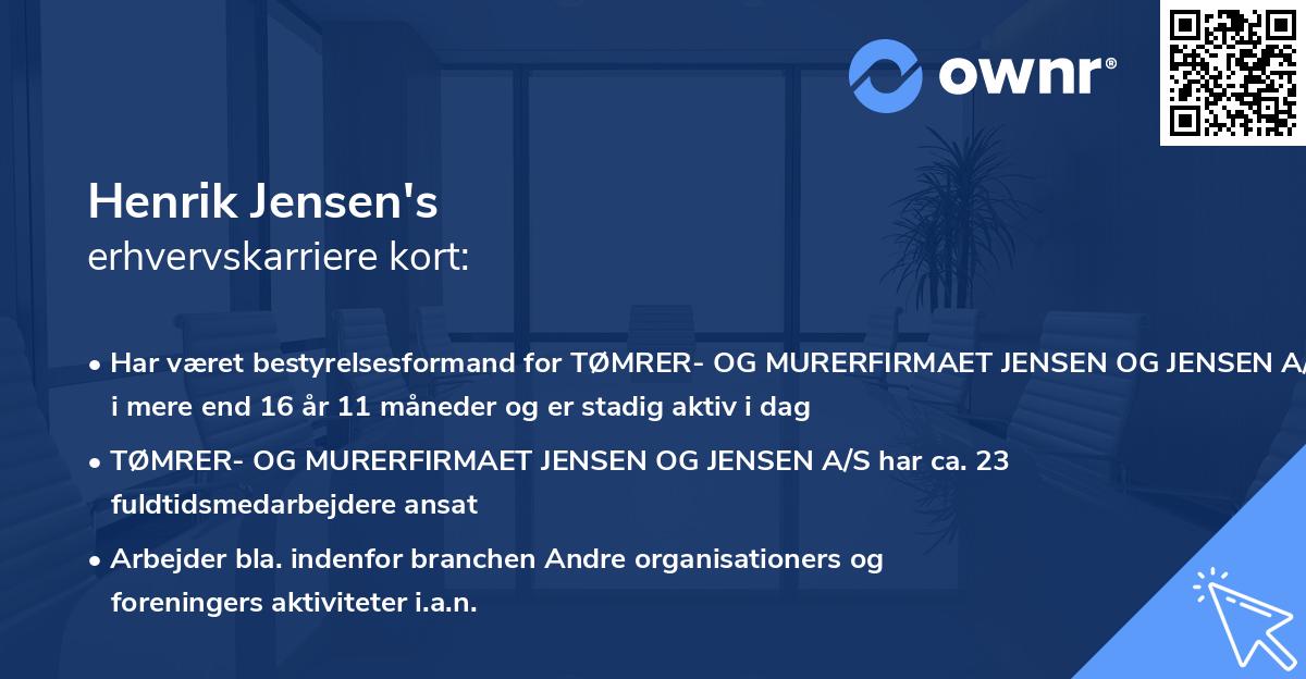 Henrik Jensen's erhvervskarriere kort