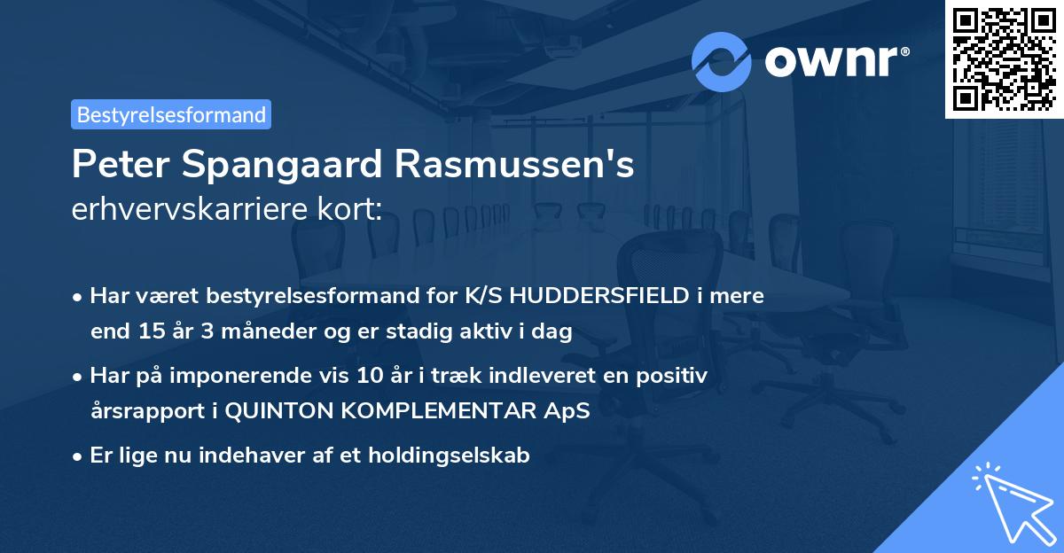 Peter Spangaard Rasmussen's erhvervskarriere kort