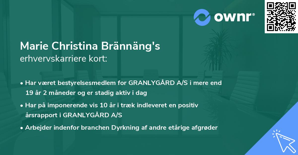 Marie Christina Brännäng's erhvervskarriere kort