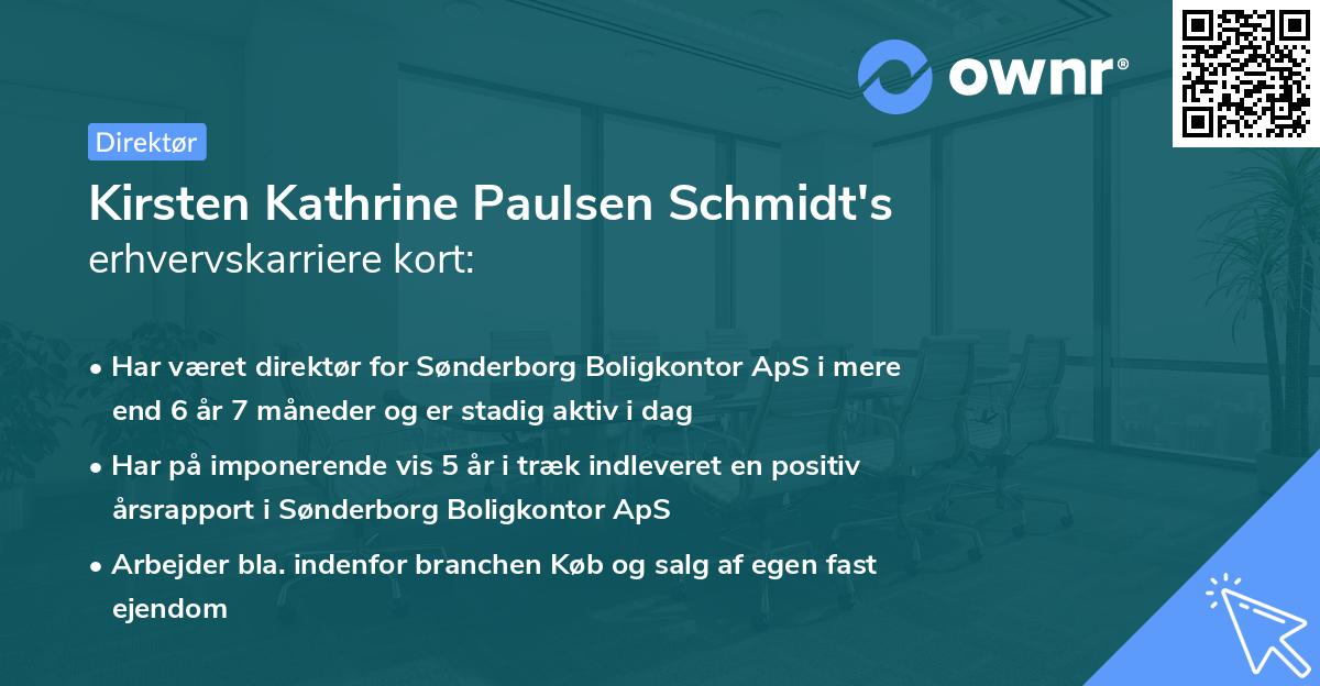 Kirsten Kathrine Paulsen Schmidt's erhvervskarriere kort