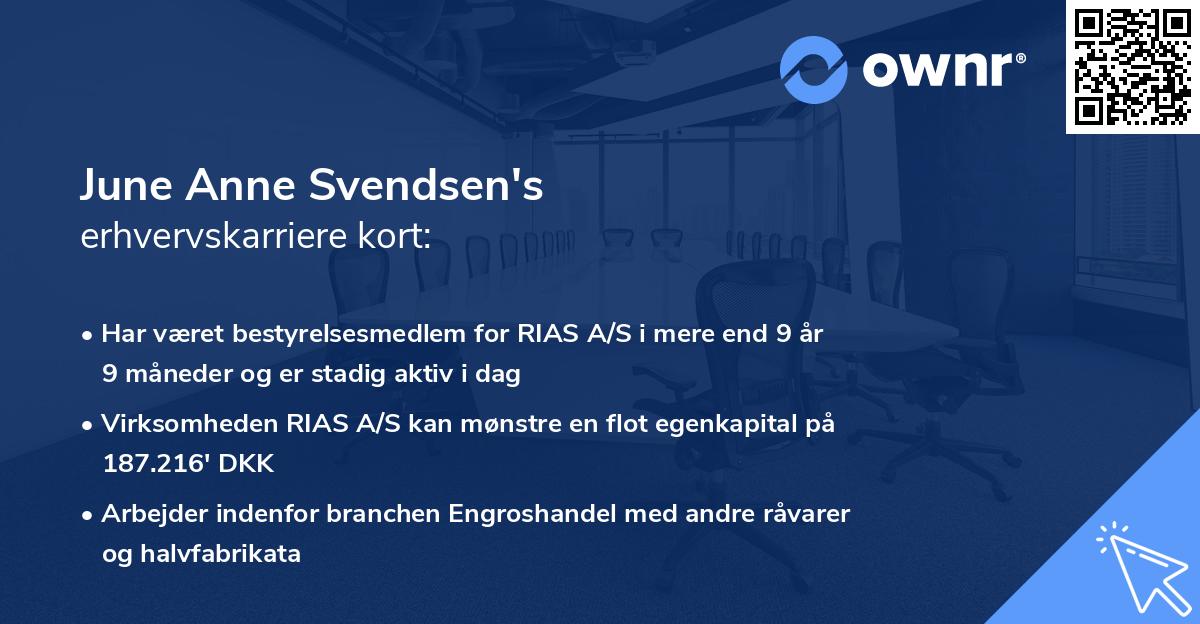 June Anne Svendsen's erhvervskarriere kort