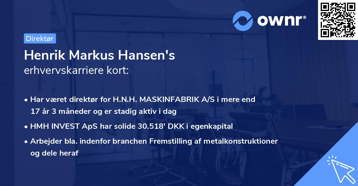 Henrik Markus Hansen's erhvervskarriere kort