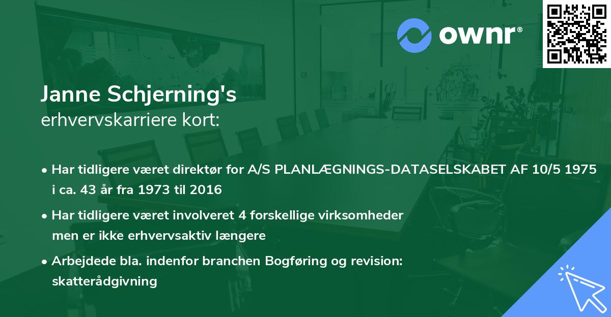 Janne Schjerning's erhvervskarriere kort