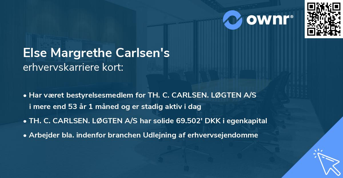 Else Margrethe Carlsen's erhvervskarriere kort