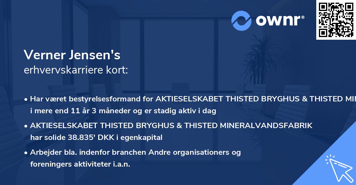 Verner Jensen's erhvervskarriere kort