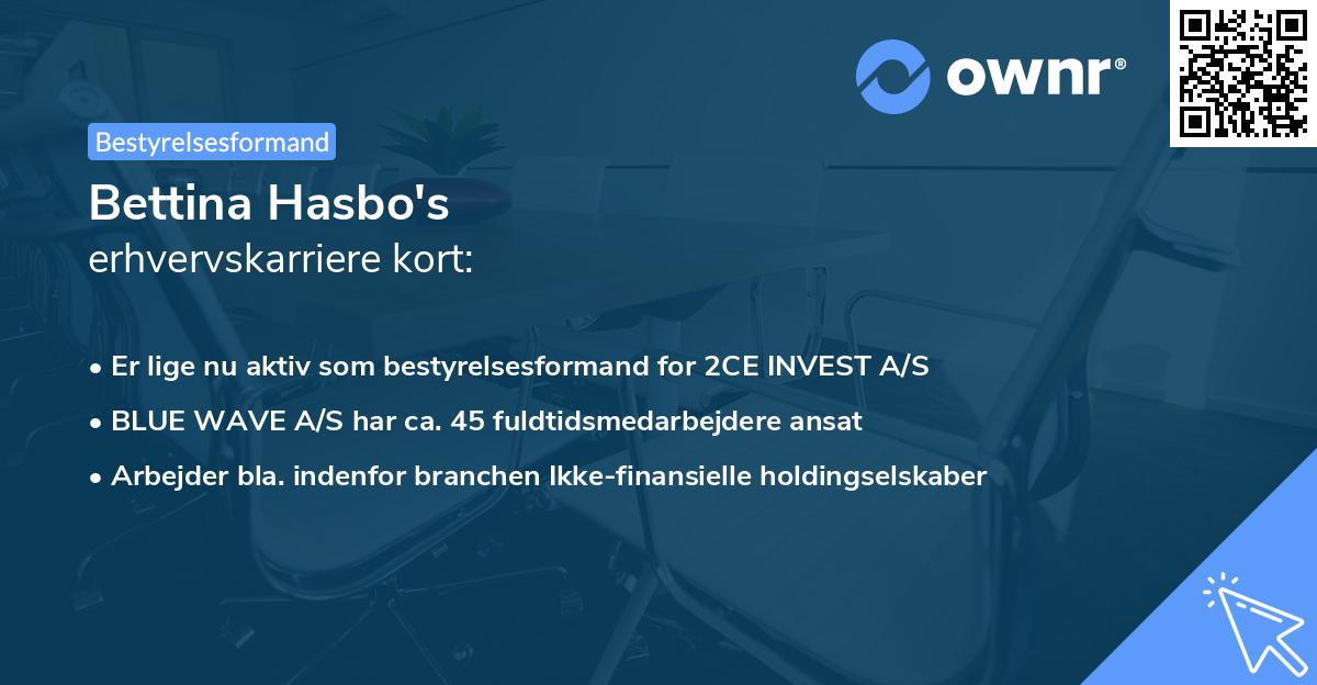 Bettina Hasbo's erhvervskarriere kort