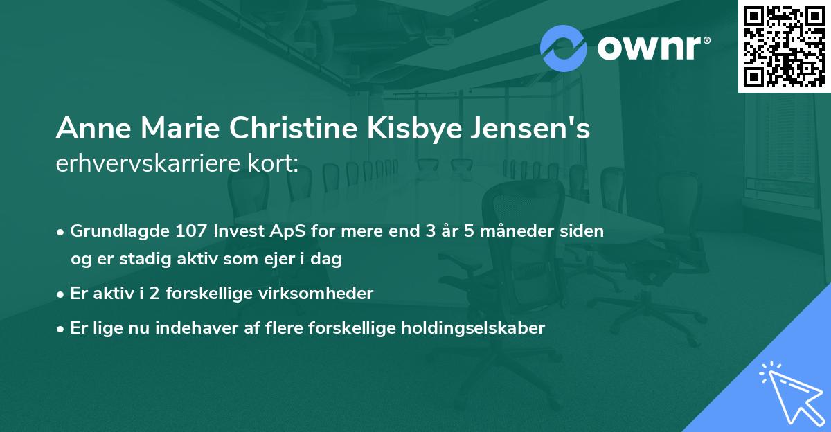 Anne Marie Christine Kisbye Jensen's erhvervskarriere kort