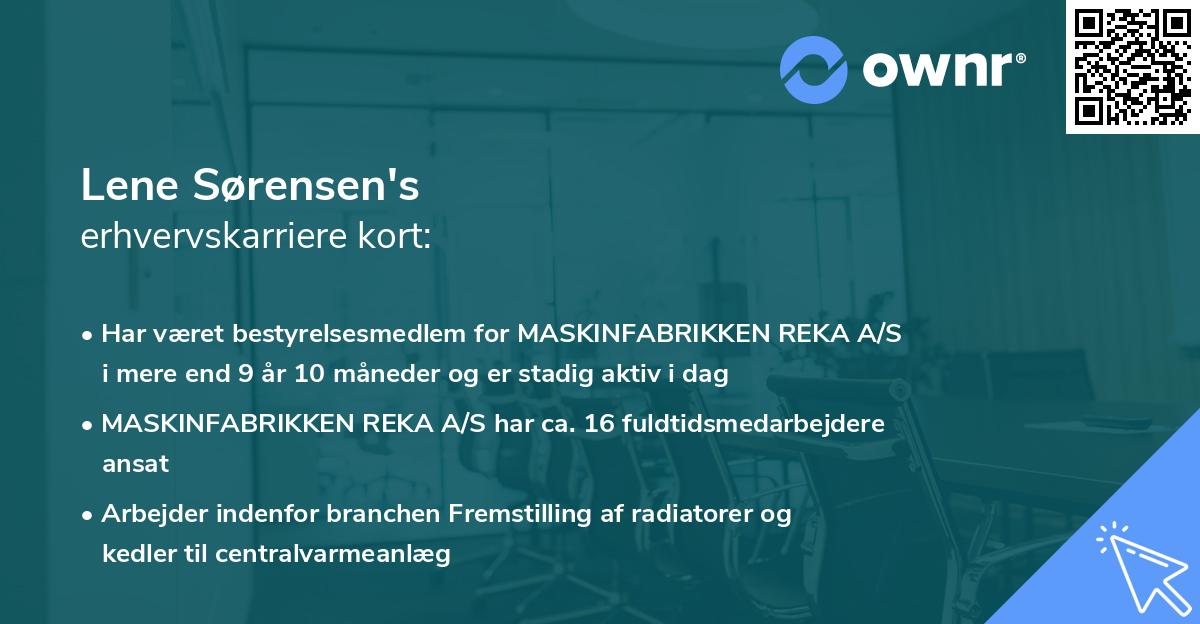 Lene Sørensen's erhvervskarriere kort