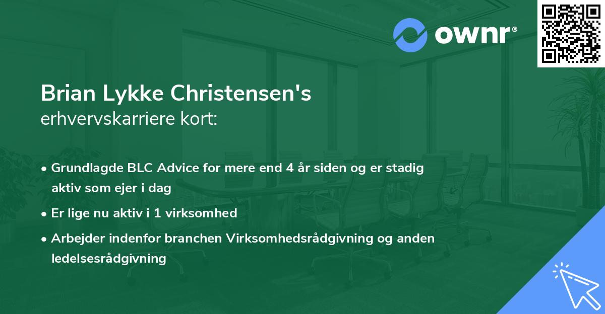 Brian Lykke Christensen's erhvervskarriere kort