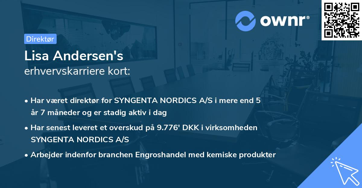 Lisa Andersen's erhvervskarriere kort