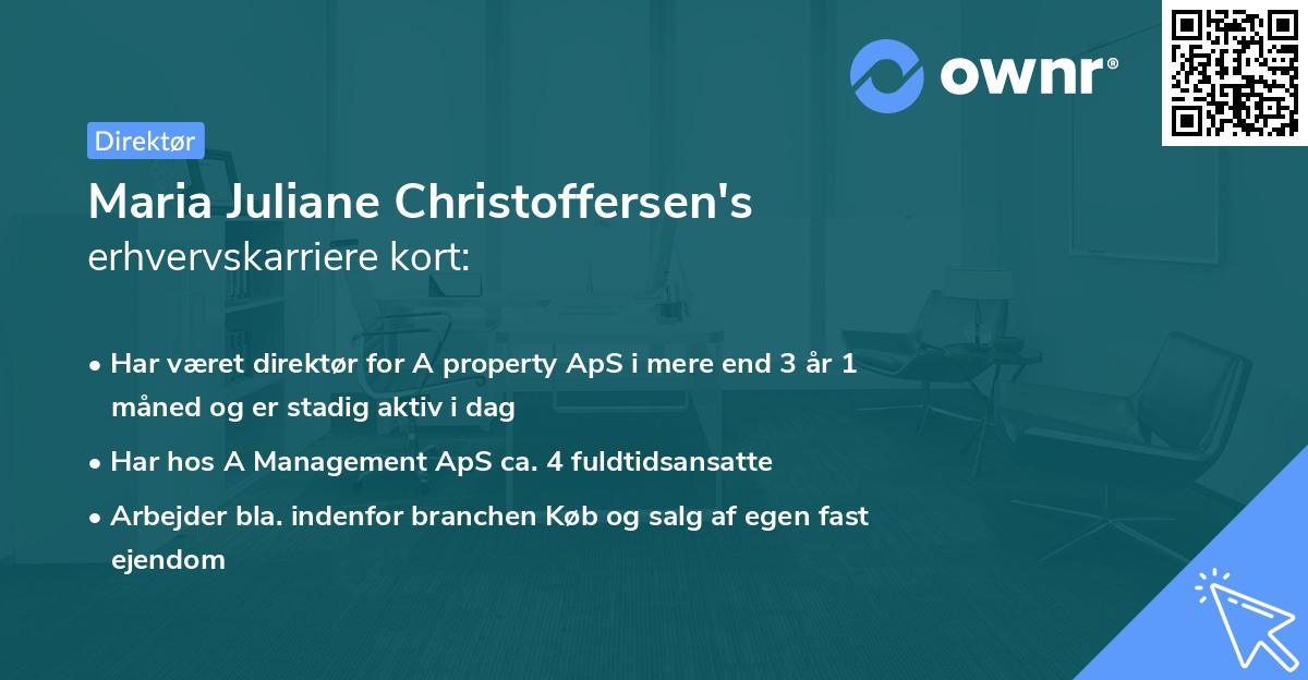 Maria Juliane Christoffersen's erhvervskarriere kort