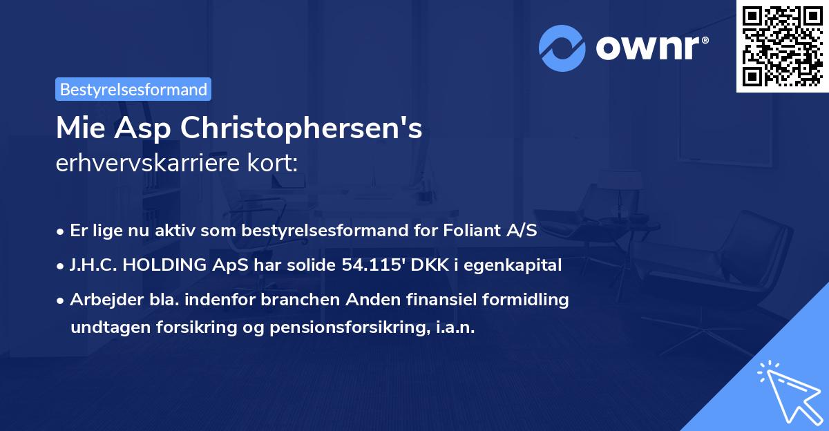 Mie Asp Christophersen's erhvervskarriere kort