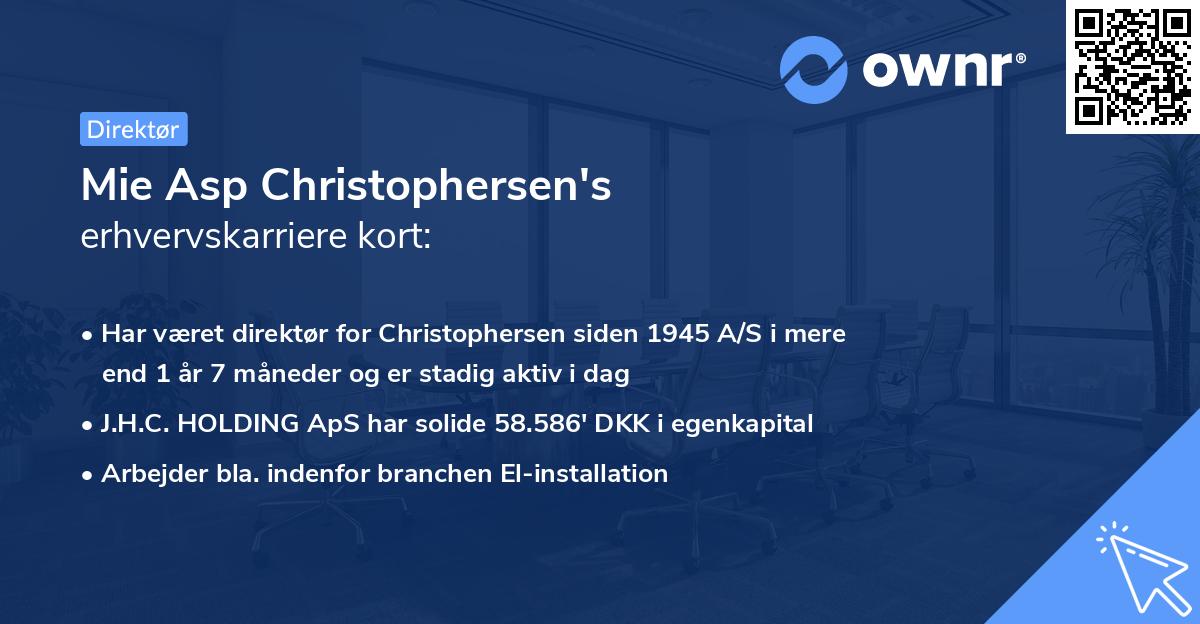 Mie Asp Christophersen's erhvervskarriere kort