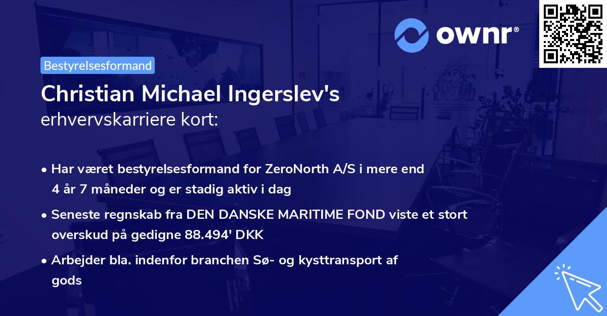 Christian Michael Ingerslev's erhvervskarriere kort