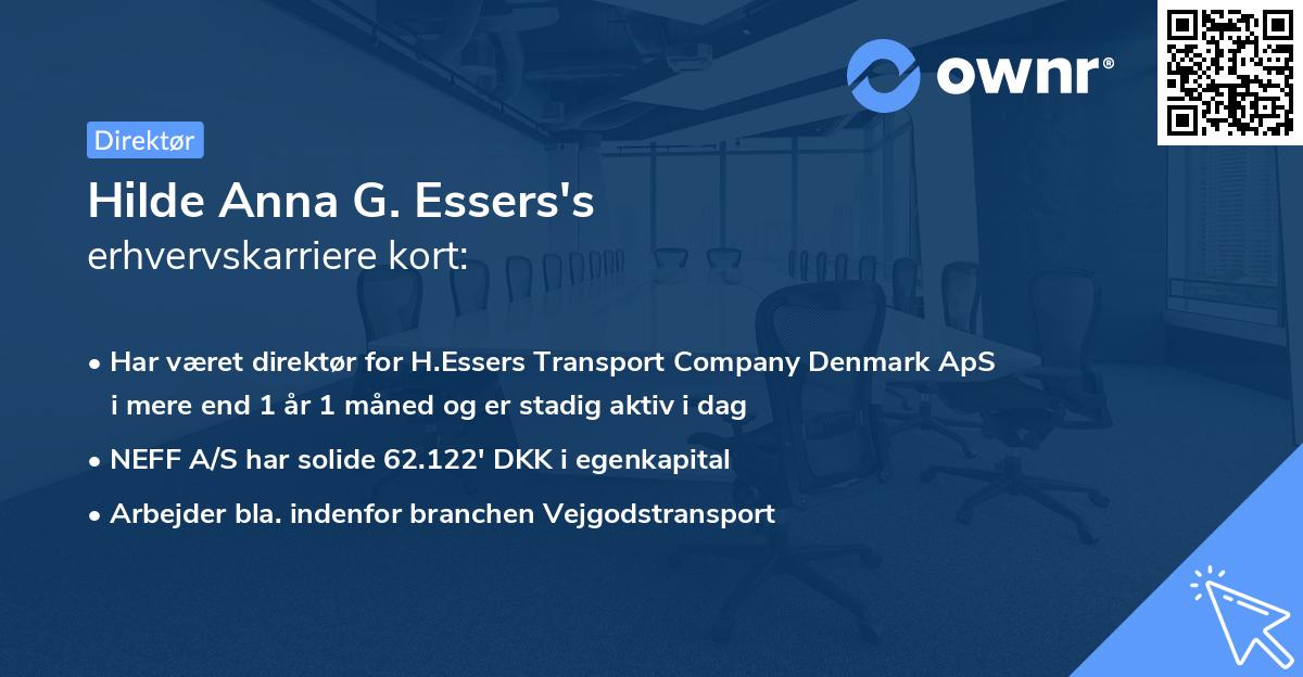 Hilde Anna G. Essers's erhvervskarriere kort