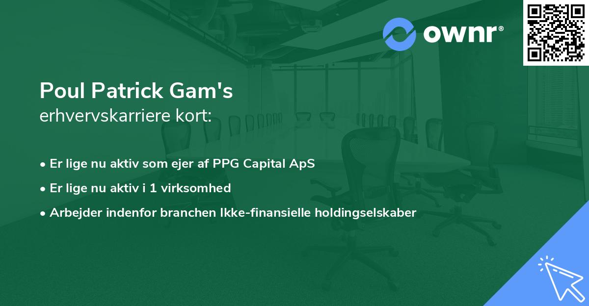 Poul Patrick Gam's erhvervskarriere kort