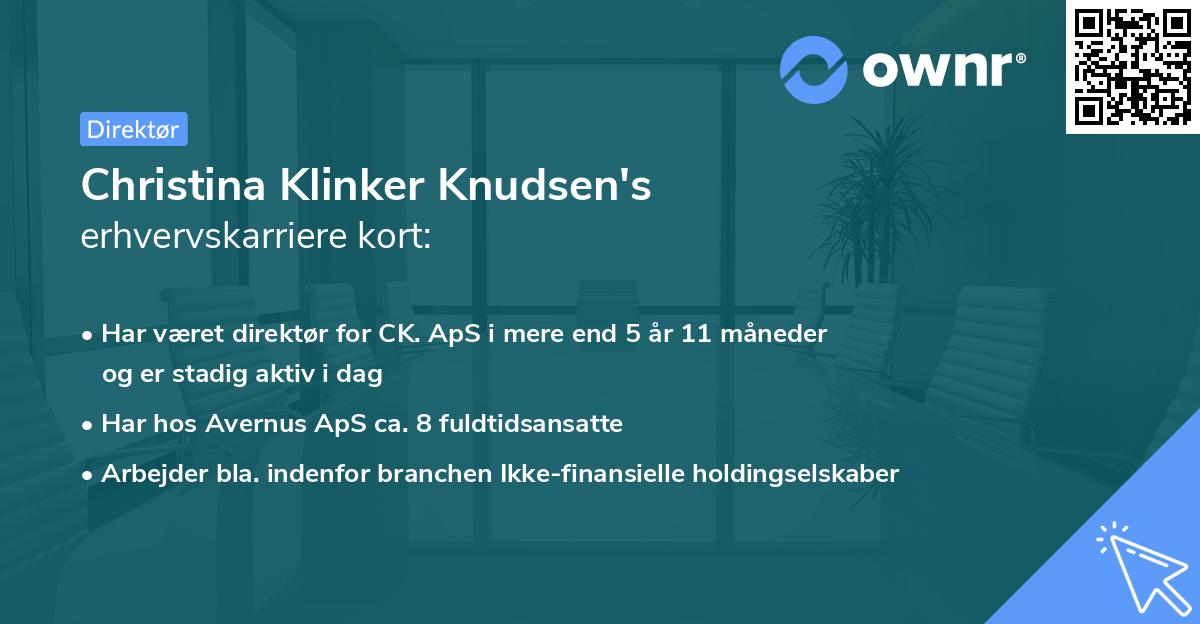 Christina Klinker Knudsen's erhvervskarriere kort