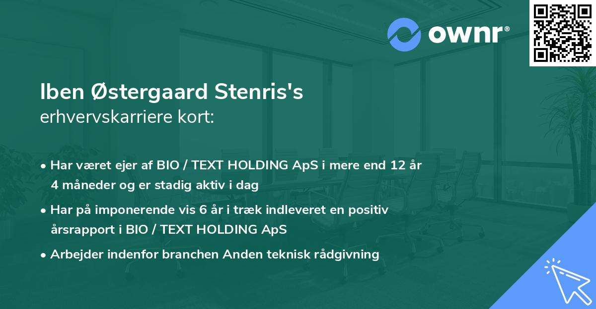 Iben Østergaard Stenris's erhvervskarriere kort