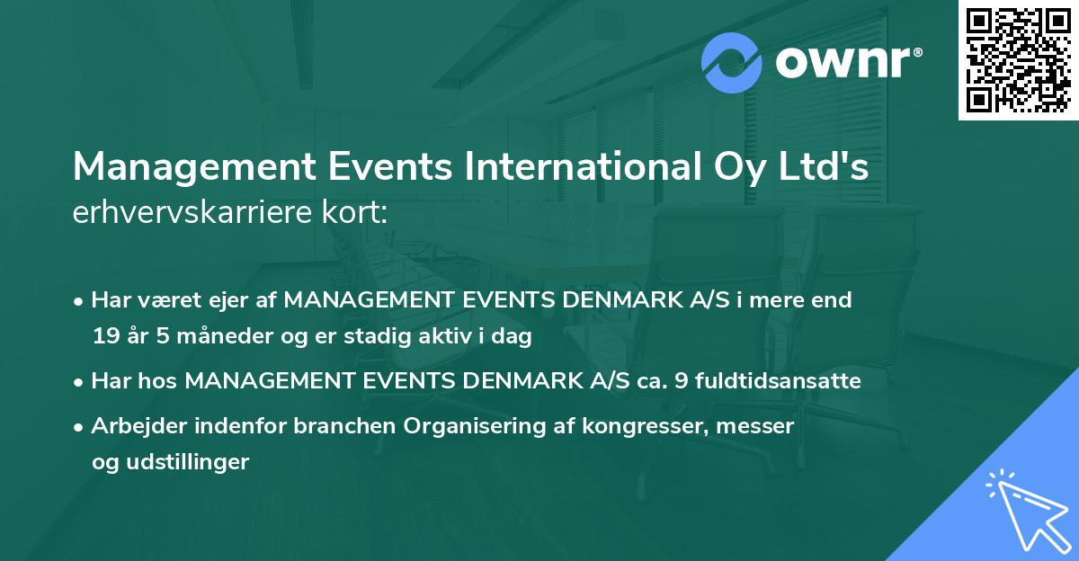 Management Events International Oy Ltd's erhvervskarriere kort