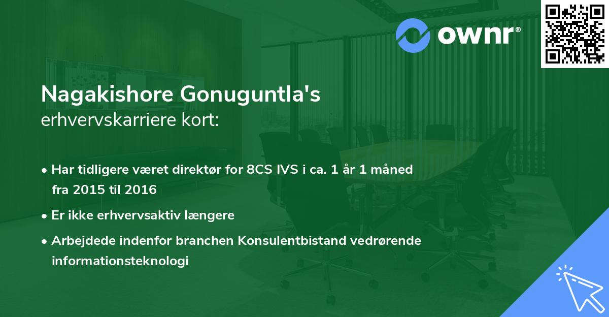 Nagakishore Gonuguntla's erhvervskarriere kort