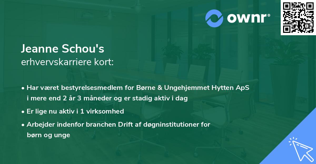 Jeanne Schou's erhvervskarriere kort