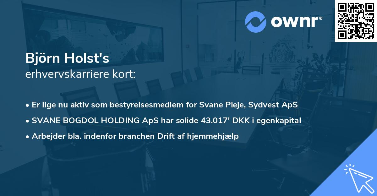 Björn Holst's erhvervskarriere kort