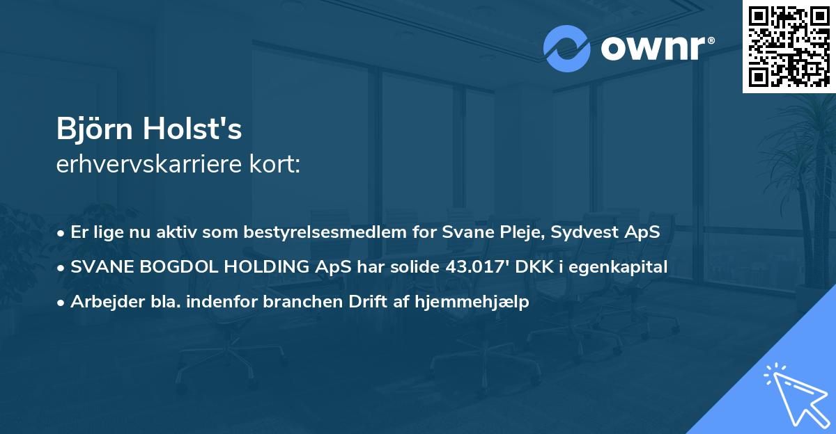 Björn Holst's erhvervskarriere kort