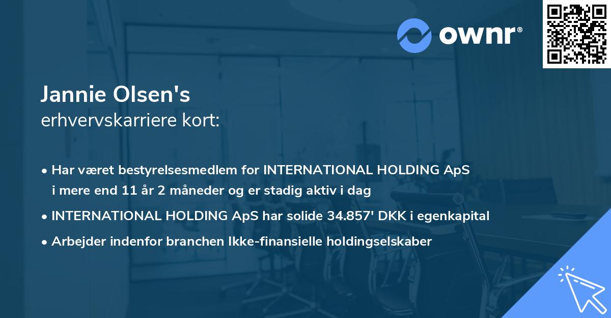 Jannie Olsen's erhvervskarriere kort