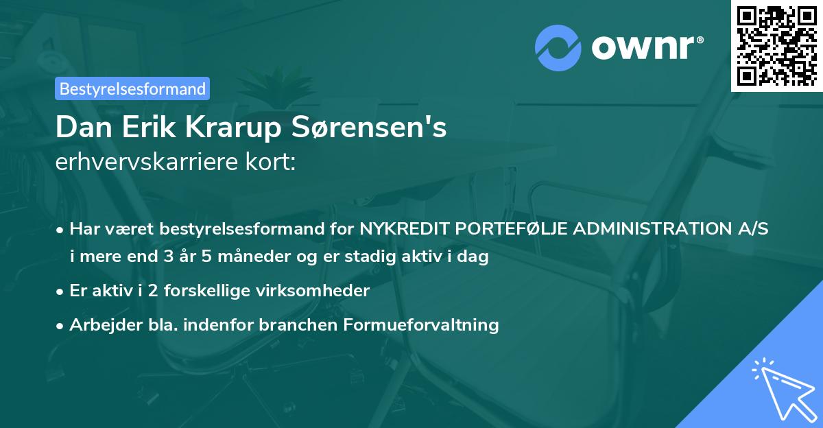 Dan Erik Krarup Sørensen's erhvervskarriere kort
