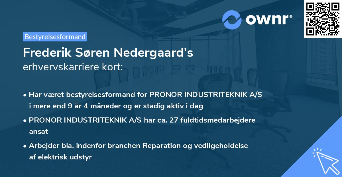 Frederik Søren Nedergaard's erhvervskarriere kort