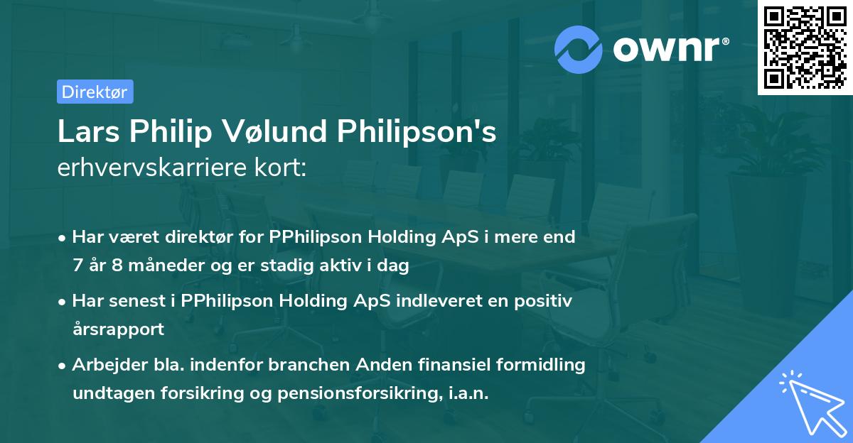 Lars Philip Vølund Philipson's erhvervskarriere kort