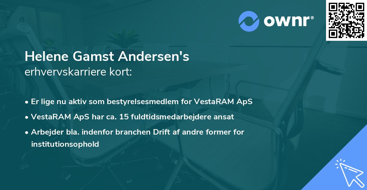 Helene Gamst Andersen's erhvervskarriere kort
