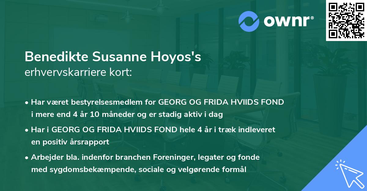 Benedikte Susanne Hoyos's erhvervskarriere kort